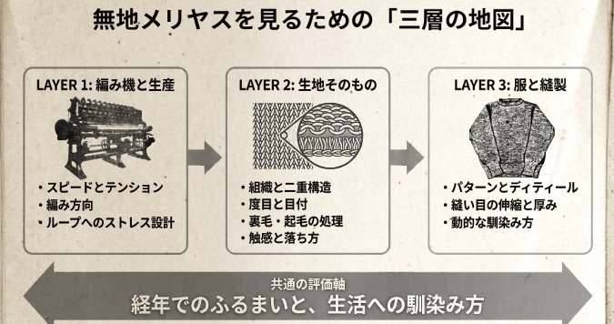 無地メリヤスを読むための三層の地図