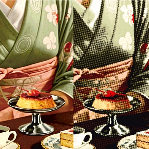 通常版下と網点版下の比較イメージ